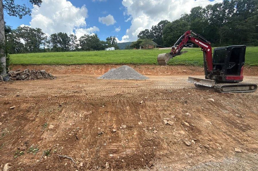 A prepared and compacted house pad ready for construction.